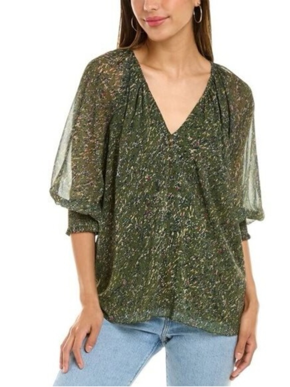 Ramy Brook Green Randy V-neck Blouse